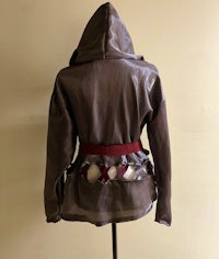 a brown hooded jacket on a mannequin dummy